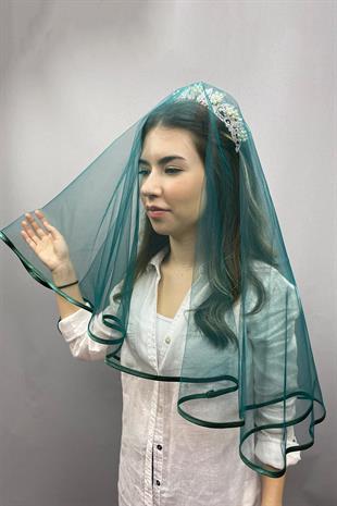 الجملة الأنابيب الخضراء الزفاف الحجاب غطاء الوجه