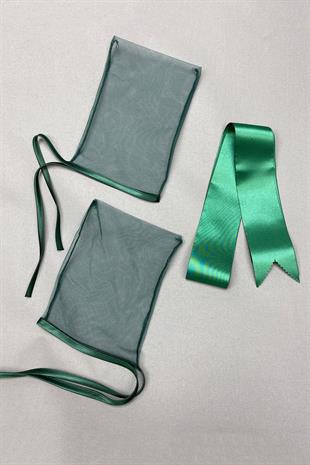 الجملة الأنابيب الخضراء الزفاف الحجاب غطاء الوجه