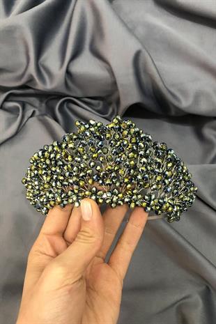 الجملة الأخضر كريستال مطلي مطرز الزفاف وتاج الحناء