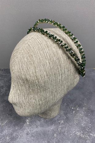 الجملة التصميم الأخضر مطرز اليدوية الداليا صف مزدوج تاج الزفاف