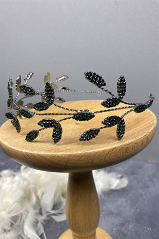 إكسسوارات شعر تاج الزفاف بتصميم Yena بالجملة مع فروع أوراق خضراء