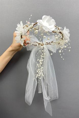 الجملة مكثفة اللؤلؤ والقوس تصميم خاص في الهواء الطلق تاج الزفاف والملحقات