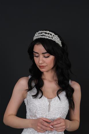 الجملة تصميم خاص 3 صف تاج الزفاف مع اللؤلؤ الكثيف