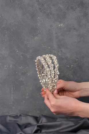 الجملة تصميم خاص 3 صف تاج الزفاف مع اللؤلؤ الكثيف