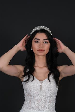 الجملة تصميم خاص 3 صف تاج الزفاف مع اللؤلؤ الكثيف