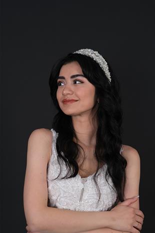 الجملة تصميم خاص صف مزدوج تاج الزفاف مع اللؤلؤ الكثيف