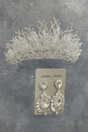 الجملة زهرة تاج الزفاف النموذجي وإسقاط أقراط الحجر المكوك