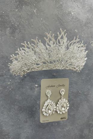 الجملة زهرة تاج الزفاف النموذجي والأقراط حجر المكوك