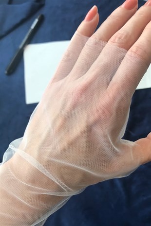 Transparan Gelin Eldiveni Parmaksız Eldiven Nikah Eldiveni