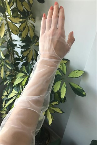 Transparan Gelin Eldiveni Parmaksız Eldiven Nikah Eldiveni