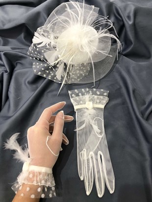 White Gloves-Valet Wedding Cap Face Veils