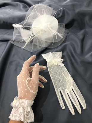White Polka Dot Gloves- Plain Voile Wedding Hat Face Veils