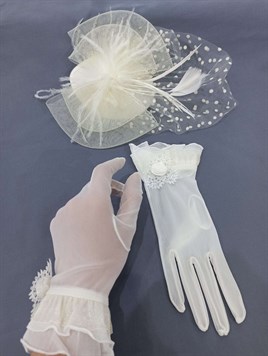 Cream Gloves- Cream Voile Wedding Hat