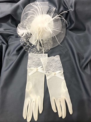 White Tulle Gloves- Polka Dot Voile Wedding Hat Face Veils
