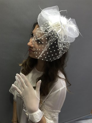 White Gloves-Potted Voilelet Wedding Cap Face Veils