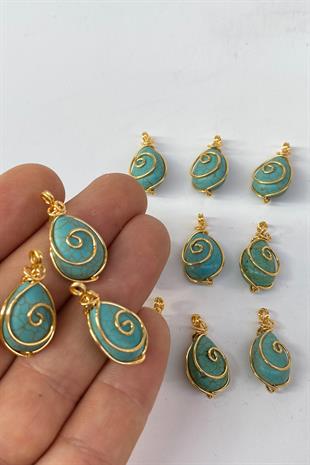 Turquoise Drop Natural Stone Gold Detailed Pendant