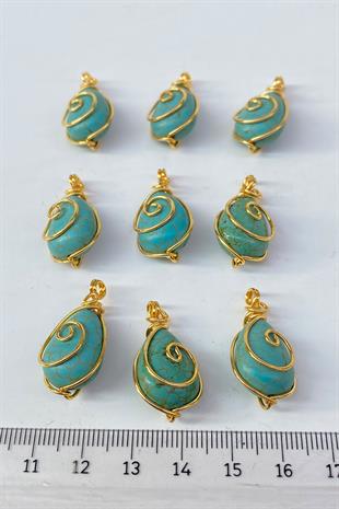 Turquoise Drop Natural Stone Gold Detailed Pendant