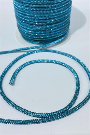 Turkuaz Full Sık Taşlı Boru Şerit Kordon