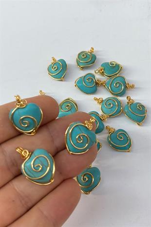 Turquoise Heart Natural Stone Gold Detailed Pendant