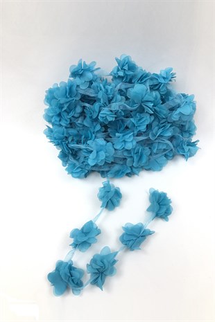 Turkuaz Renk Lazer Kesim Tül Çiçek