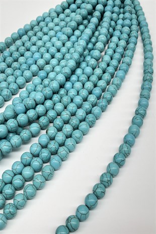 Turquoise Round Glass Beads 10 mm