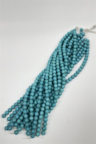 Turquoise Glass Round Beads 10 mm