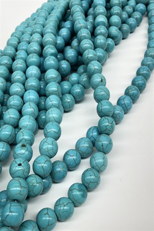 Turquoise Glass Round Beads 10 mm