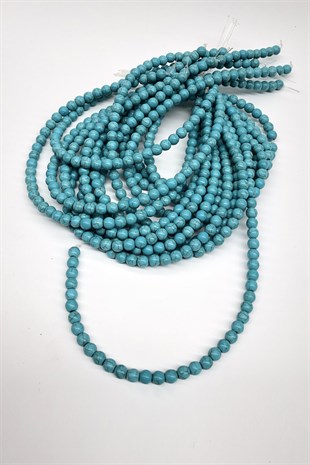 Turkuaz Yuvarlak Cam Boncuk 8 mm