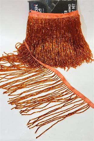 Turuncu Boncuklu 15 cm Saçak Püskül