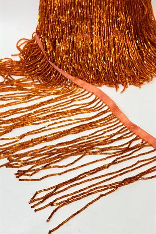 Turuncu Boncuklu 15 cm Saçak Püskül