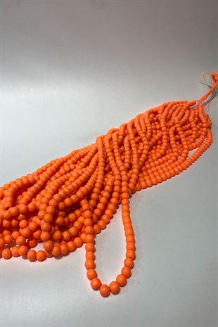 خرز زجاجي برتقالي مزخرف 8 ملم