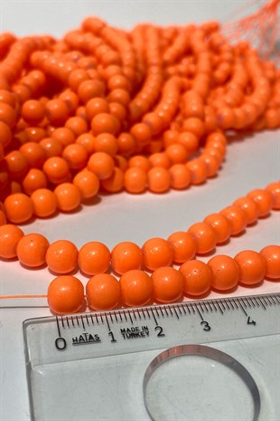 خرز زجاجي برتقالي مزخرف 8 ملم
