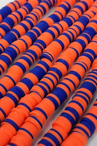 Turuncu Mavili Fimo Hamur Boncuk 6 mm