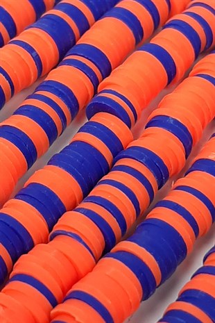 Turuncu Mavili Fimo Hamur Boncuk 6 mm