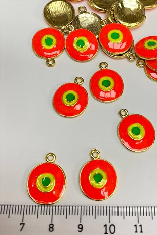 Orange Enamel Eye Model Pendant 1 Piece
