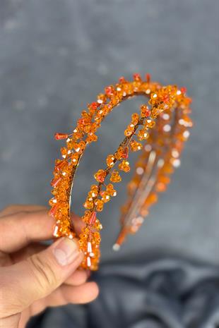 Orange Saree Model Double Row Bridal Henna Crown Hair Accessory