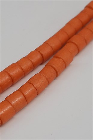 Orange Cylinder Matte Beads