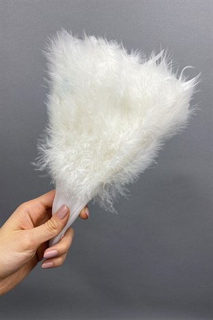 Feathered Bridal Fan White