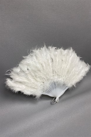 Feathered Bridal Fan White