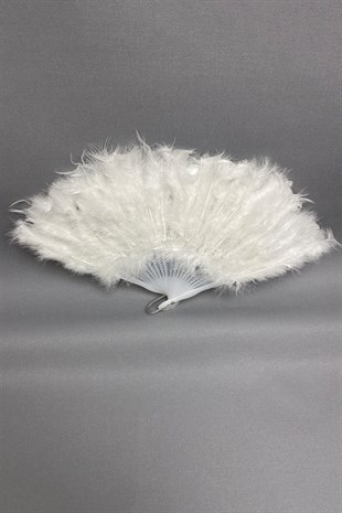 Feathered Bridal Fan White