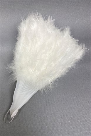 Feathered Bridal Fan White