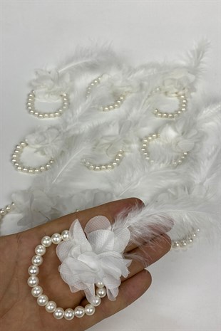 Tüylü İncili Nedime Bilekliği 10 Adet