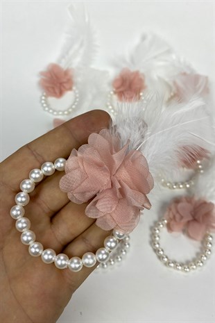 Tüylü İncili Nedime Bilekliği 10 Adet