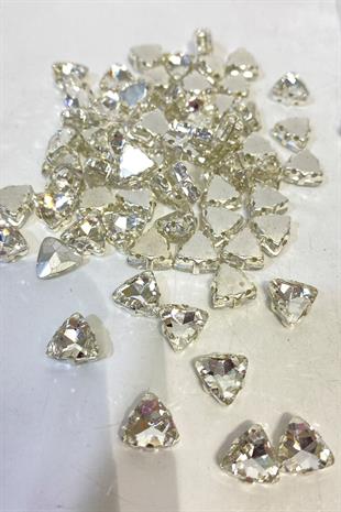 Üçgen Kesim Kasalı Beyoğlu Taşı Dikme Kristal Boncuk 5 Adet