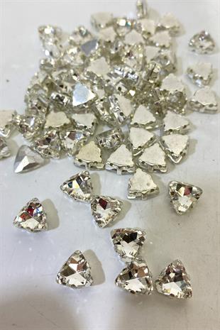 Üçgen Kesim Kasalı Beyoğlu Taşı Dikme Kristal Boncuk 5 Adet