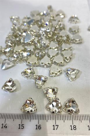 Üçgen Kesim Kasalı Beyoğlu Taşı Dikme Kristal Boncuk 5 Adet