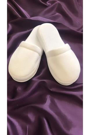 Unisex Beyaz Yüksek Tabanlı Banyo Terliği Elzem