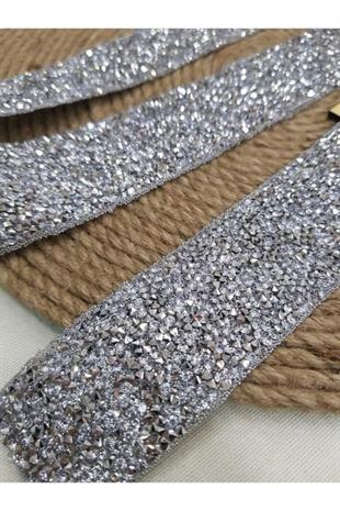Ütü Ile Yapışan Taş 1 Metre 4 Cm Gümüş