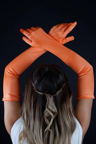 Uzun Düğün Gelin Opera  55 cm Eldiveni Nikah Kına İçin Özel Abiye Saten Eldiven