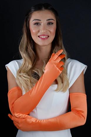 Uzun Düğün Gelin Opera  55 cm Eldiveni Nikah Kına İçin Özel Abiye Saten Eldiven